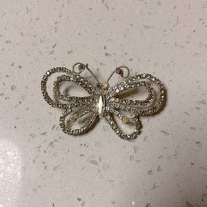 Crystal butterfly brooch